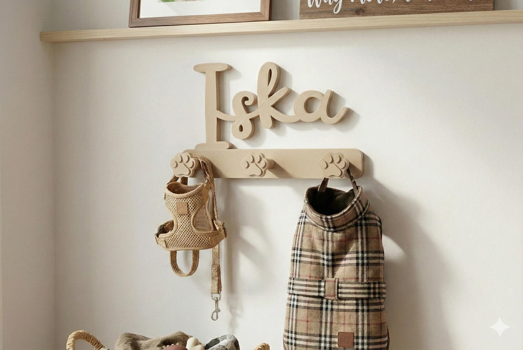 Porte-Laisse Mural Chien - Patère 2 ou 3 Crochets pour Laisse, Collier & Baudrier