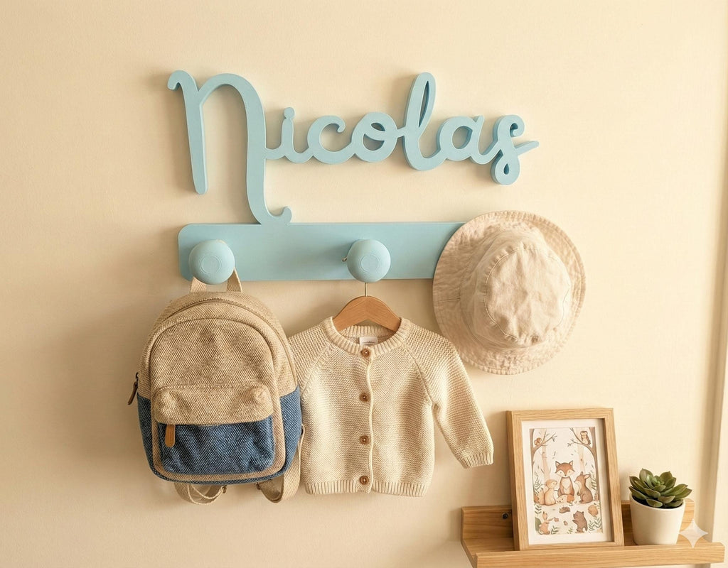 Porte Manteau Prénom - Patère murale - 2 ou 3 accroches