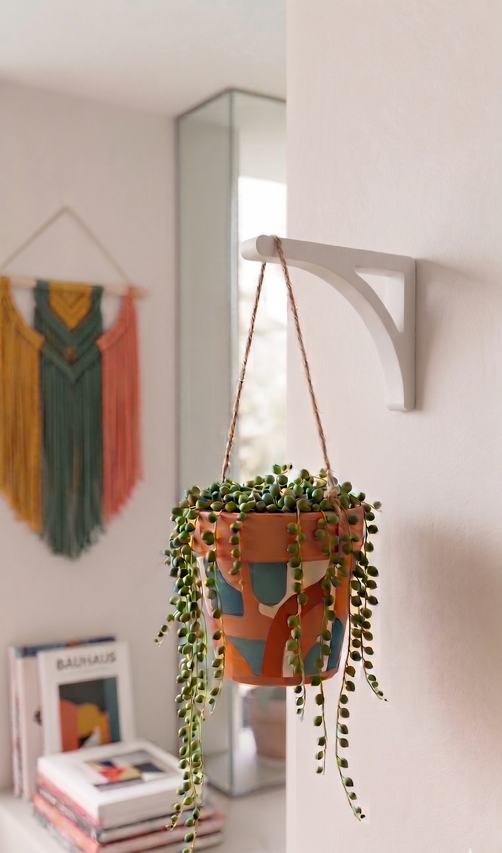 Support mural pour plante suspendue - Crochet moderne pour pot de fleurs - Patère design - Décoration colorée