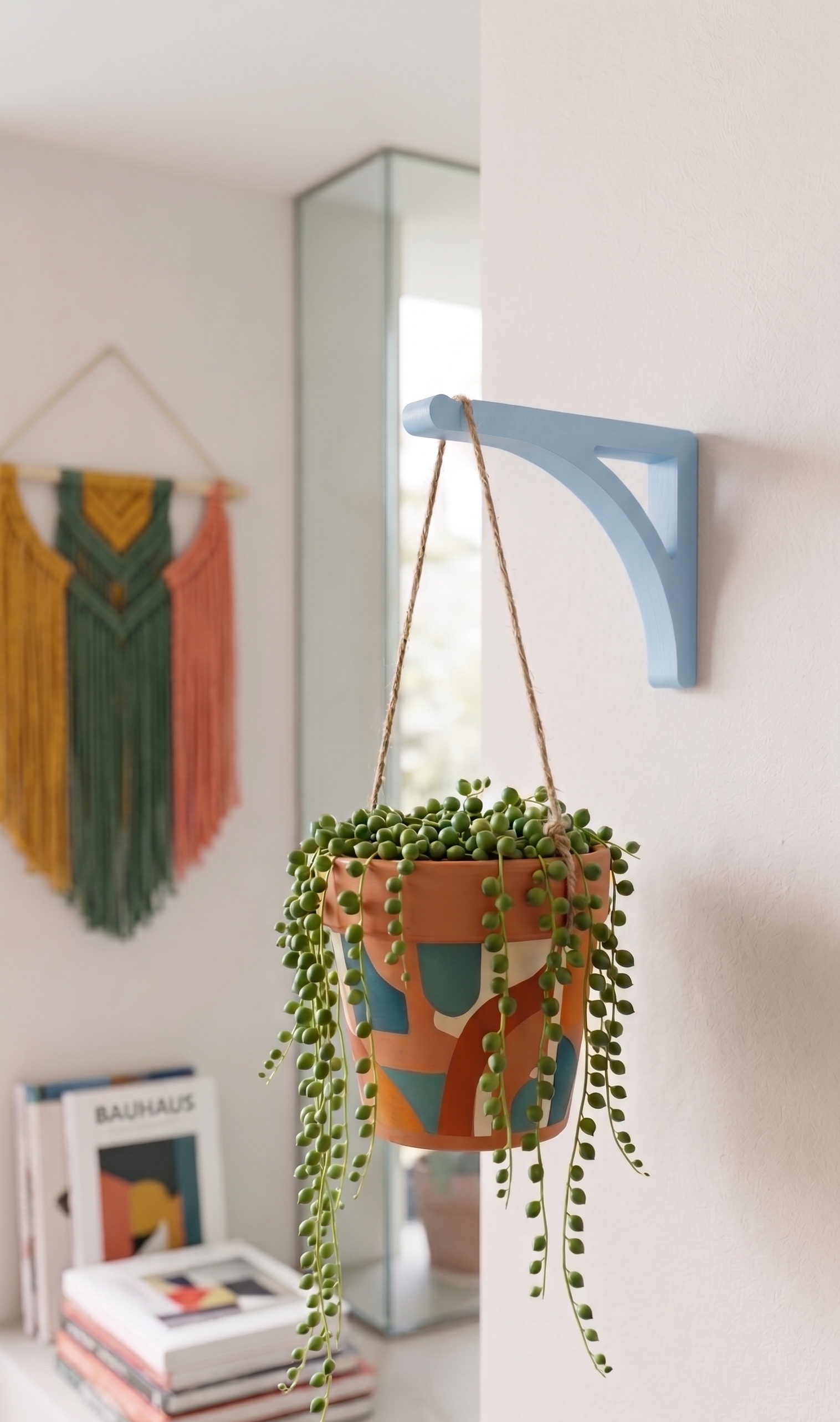 Support mural pour plante suspendue - Crochet moderne pour pot de fleurs - Patère design - Décoration colorée
