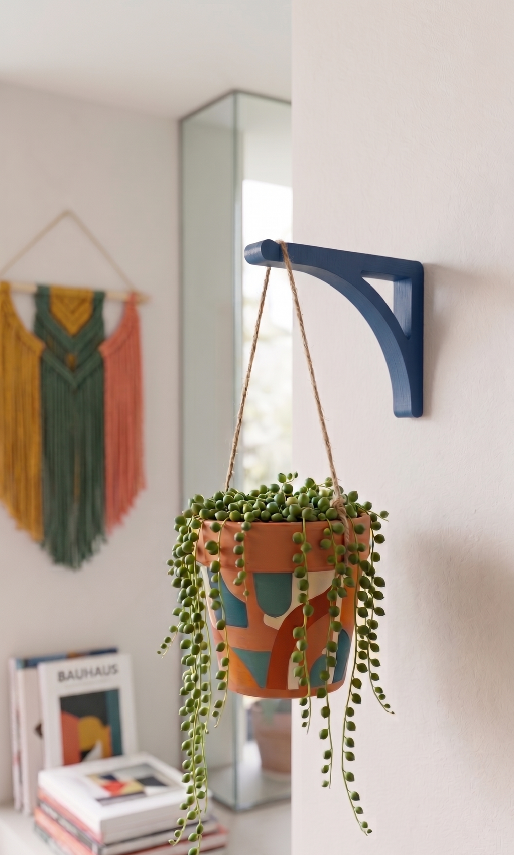 Support mural pour plante suspendue - Crochet moderne pour pot de fleurs - Patère design - Décoration colorée