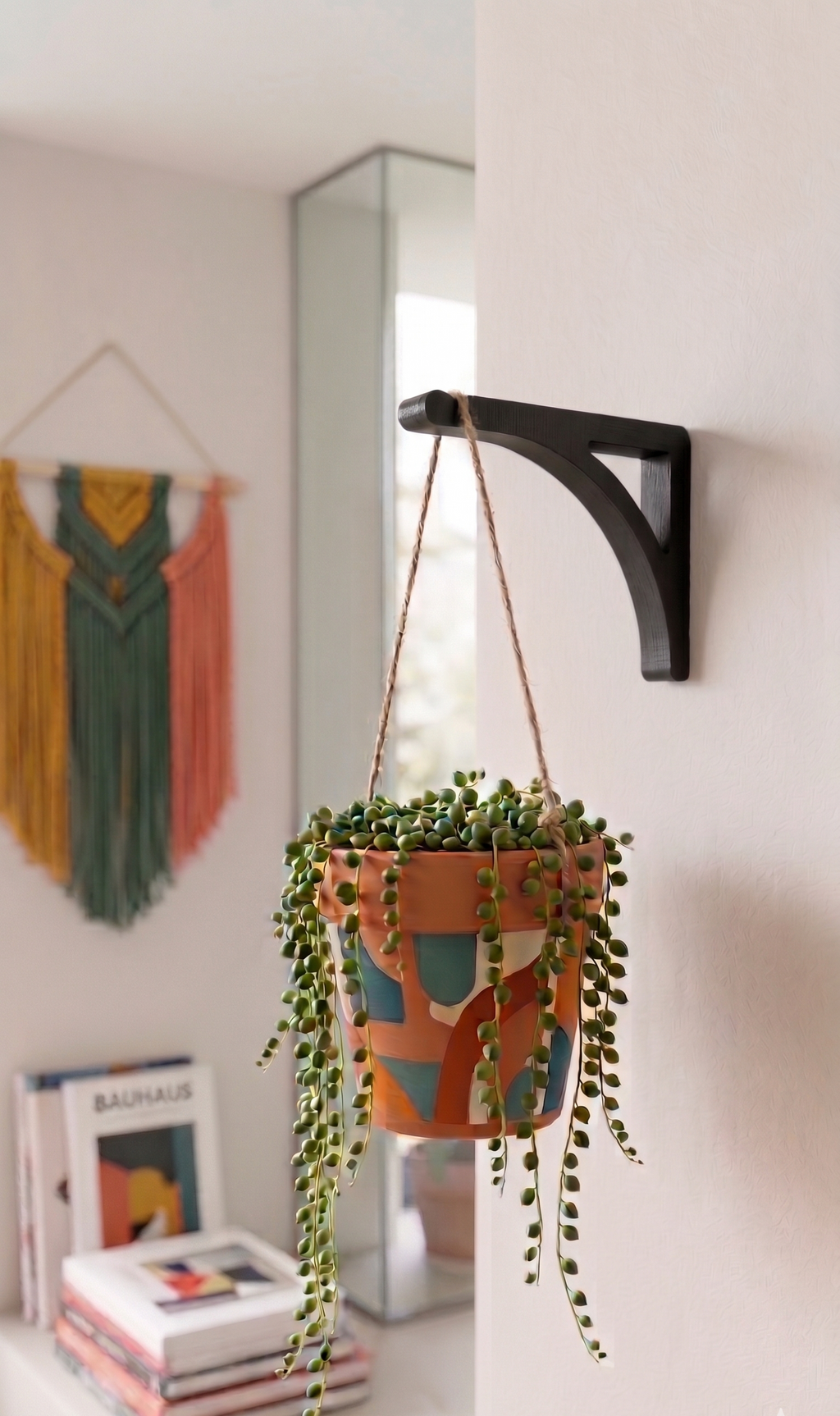 Support mural pour plante suspendue - Crochet moderne pour pot de fleurs - Patère design - Décoration colorée