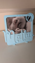 Cadre Photo Personnalisé  - Cadeau de Naissance Prénom et Date - Décoration Chambre Enfant Minimaliste