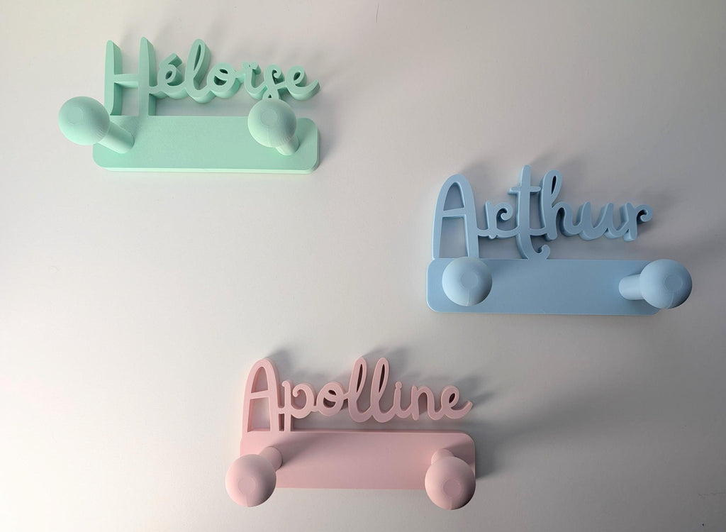 Porte Manteau Prénom - Patère murale - 2 ou 3 accroches