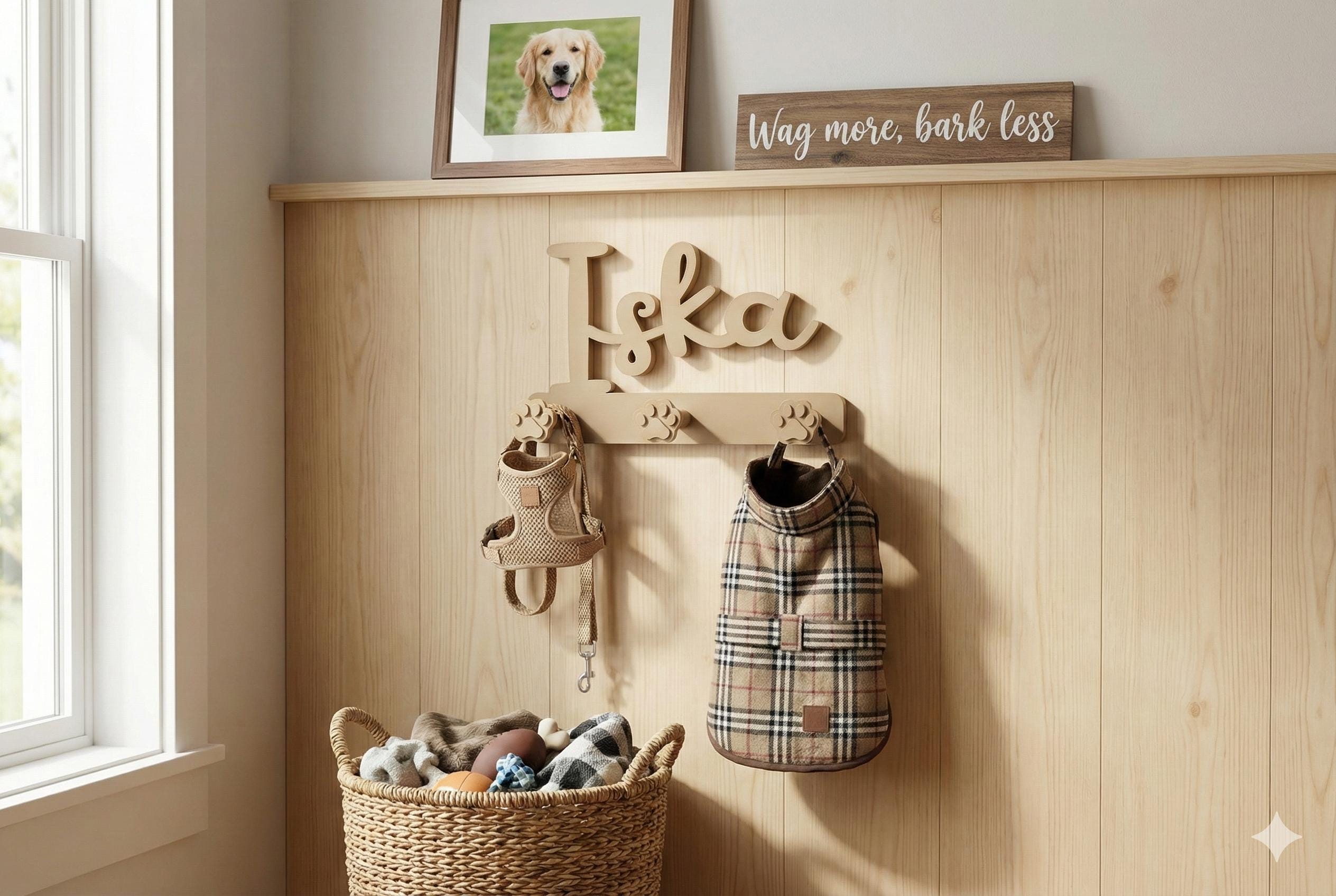 Porte-Laisse Mural Chien - Patère 2 ou 3 Crochets pour Laisse, Collier & Baudrier