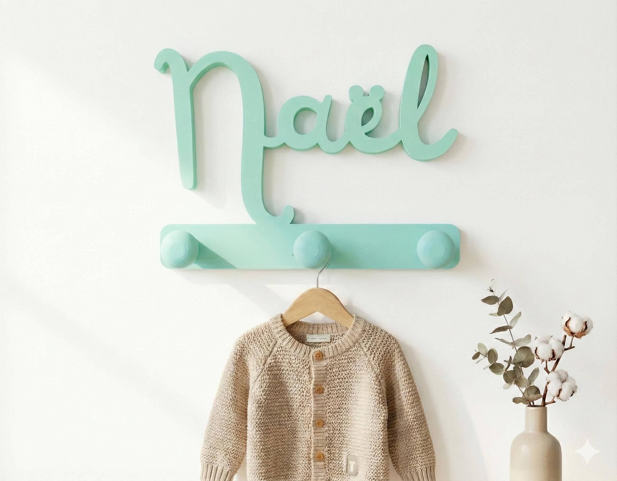 Porte Manteau Prénom - Patère murale - 2 ou 3 accroches